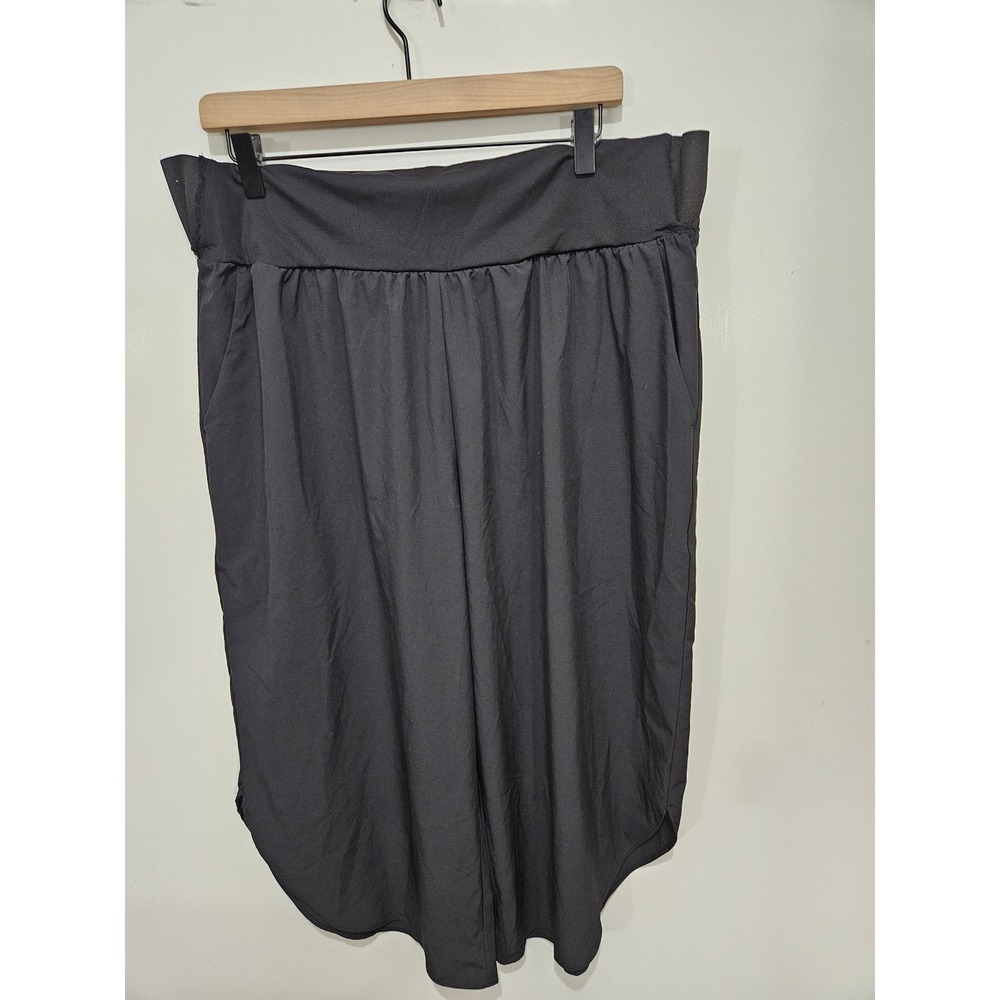 Halara Black High Waisted Wide Leg Crop Pants Flowy Palazzo Size L Pockets